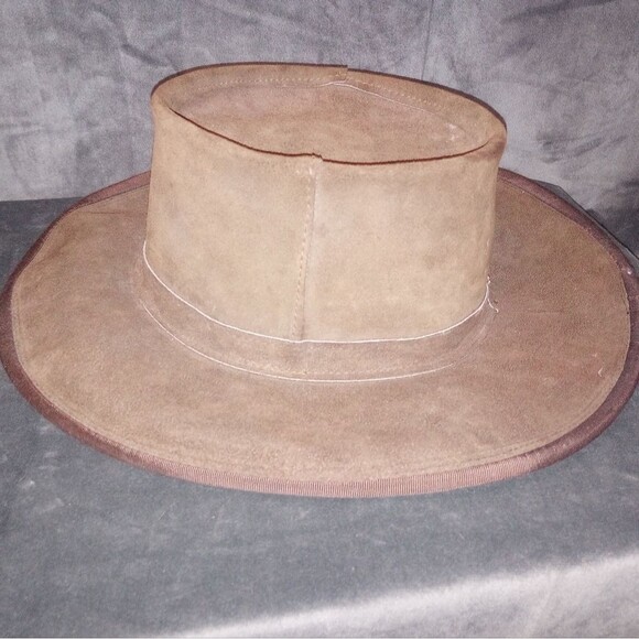 Vintage Skully’s by HENSCHEL Suede Cowhide Leather Brown Hat Size Large EUC - Picture 1 of 5